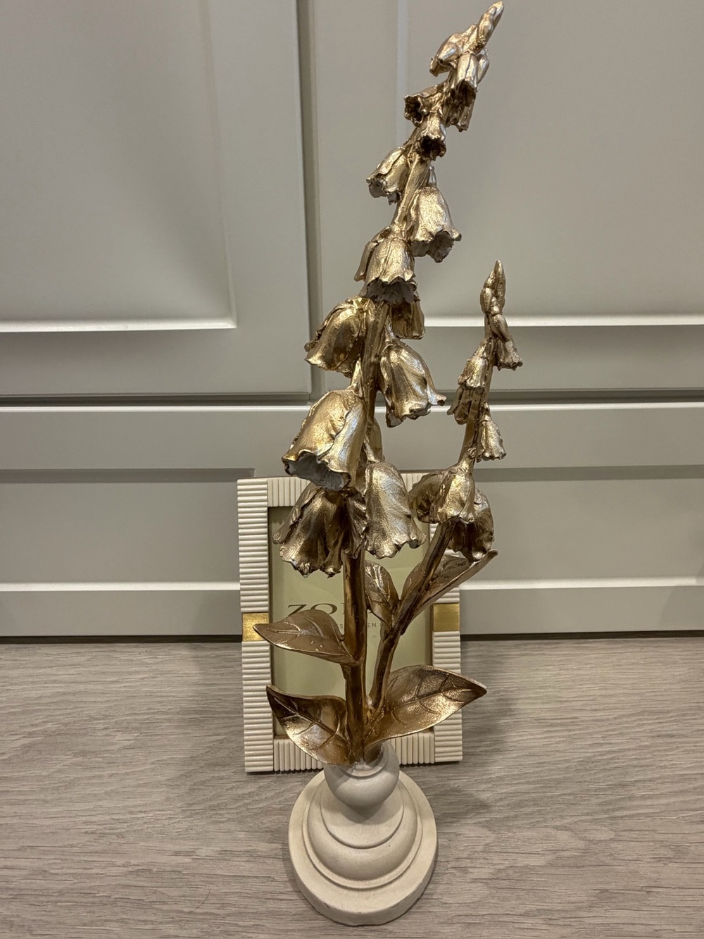 Gold Floral Table Sculpture on Pedestal